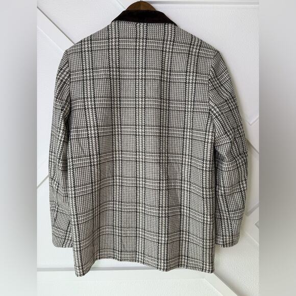 Vintage Choise Tweed Double Breasted Blazer Faux Suede Trim Wood Buttons Size 8 - Picture 6 of 13